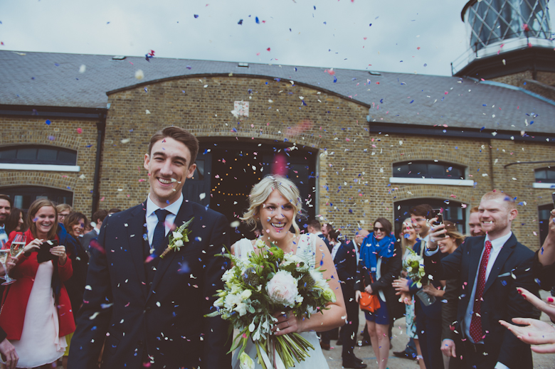 trinity buoy wharf wedding confetti - Alternative Wedding Photographer