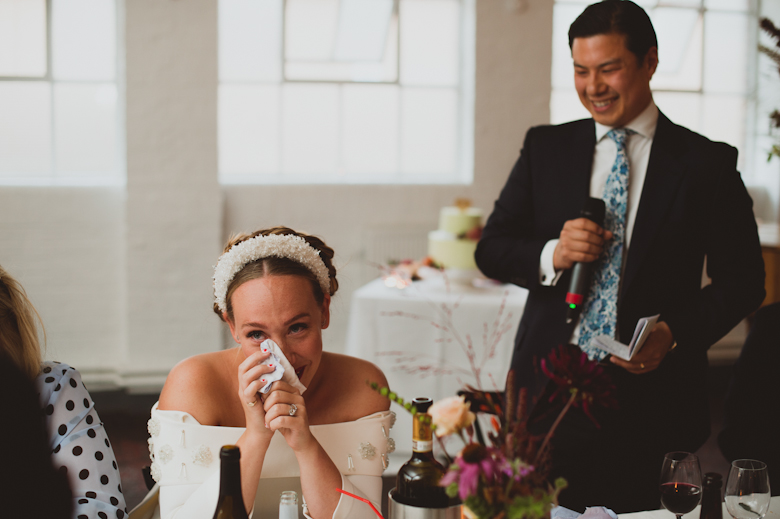 Groom's speech, bride crying at the Bistrotheque, East London Wedding
