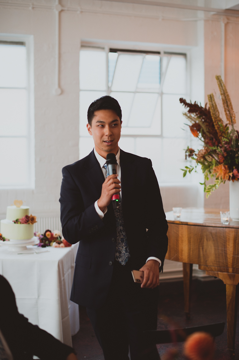 speeches at the Bistrotheque, East London Wedding