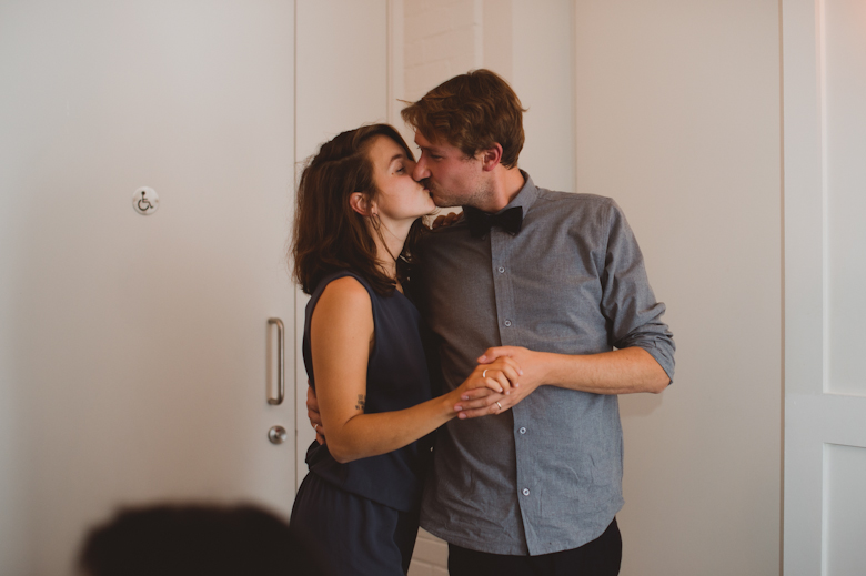 guest kissing at the wedding