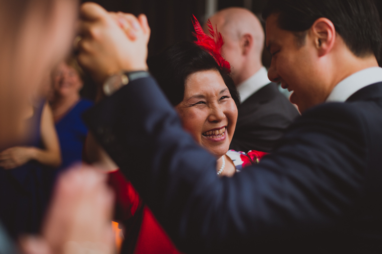 Groom dancing with his mum at the wedding reception East London