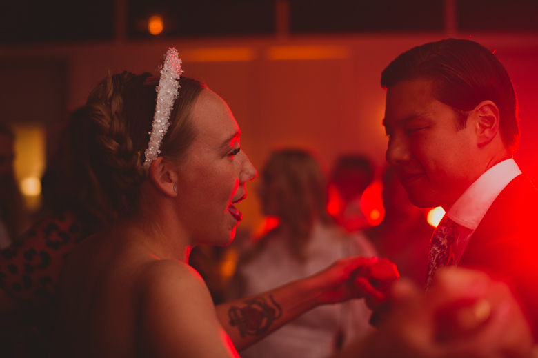 Bride and groom dancing at the wedding at the Bistrotheque in East London