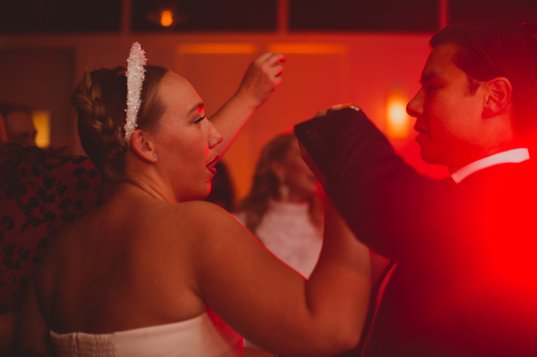 Bride and groom dancing at the wedding at the Bistrotheque in East London