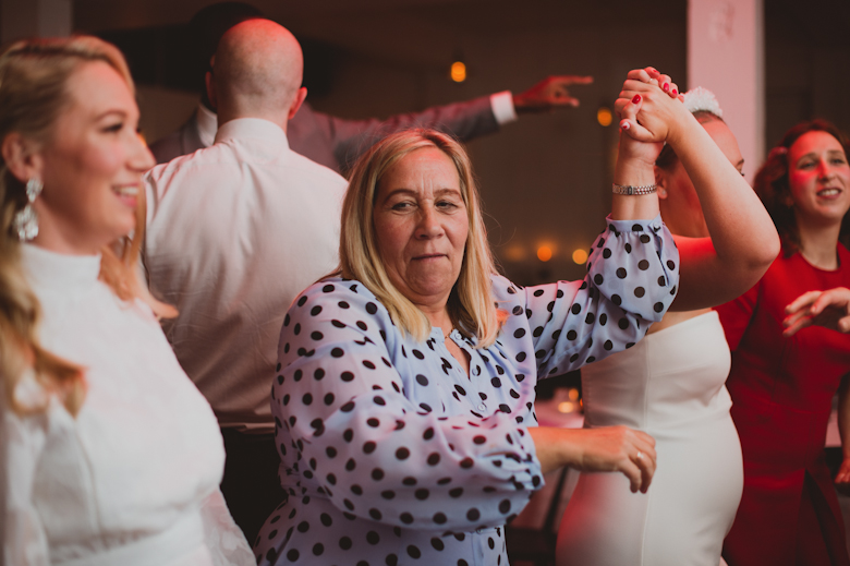 guests dancing at the wedding at the Bistrotheque in East London