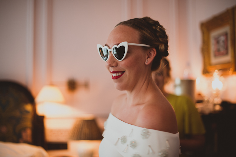 bride looking 50's and smiling