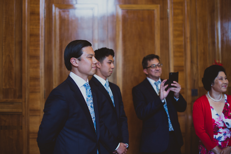 groom waiting, London Wedding - Hackney Town Hall Wedding Ceremony