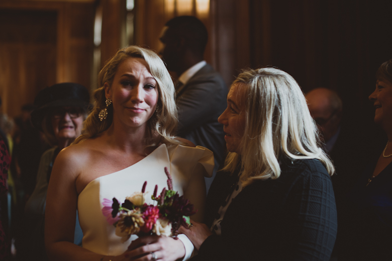 sister of the bride crying at the London Wedding - Hackney Town Hall Wedding Ceremony