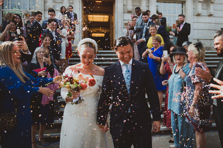 Confetti at the Hackney Town Hall Wedding