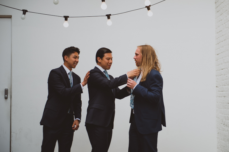 Groom and friends Bistrotheque, East London Wedding