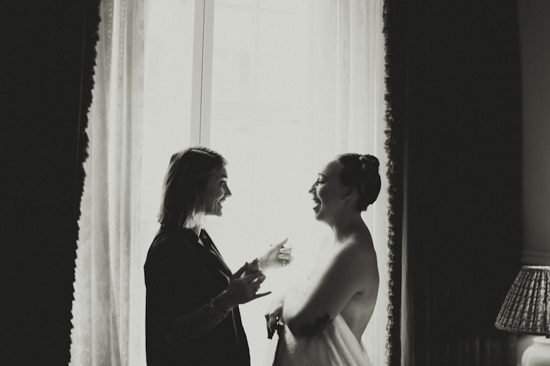 bride having make up done