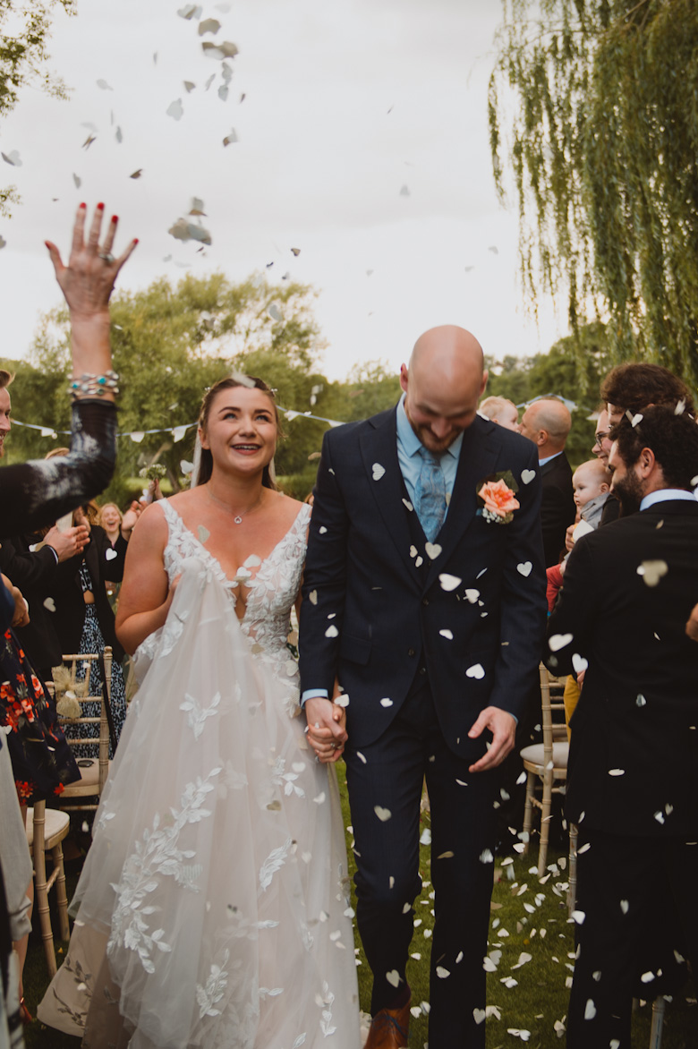 intimate ceremony wedding Bourne End by the river - confetti shot