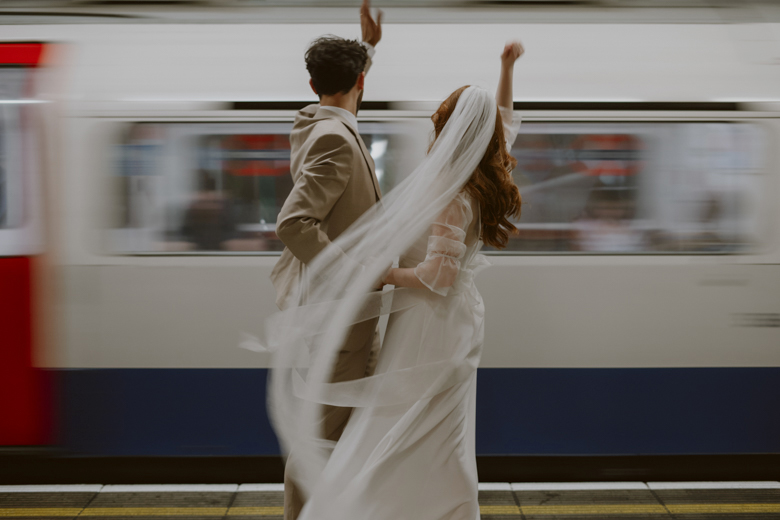 London Underground tube shot - wedding, couples shoot