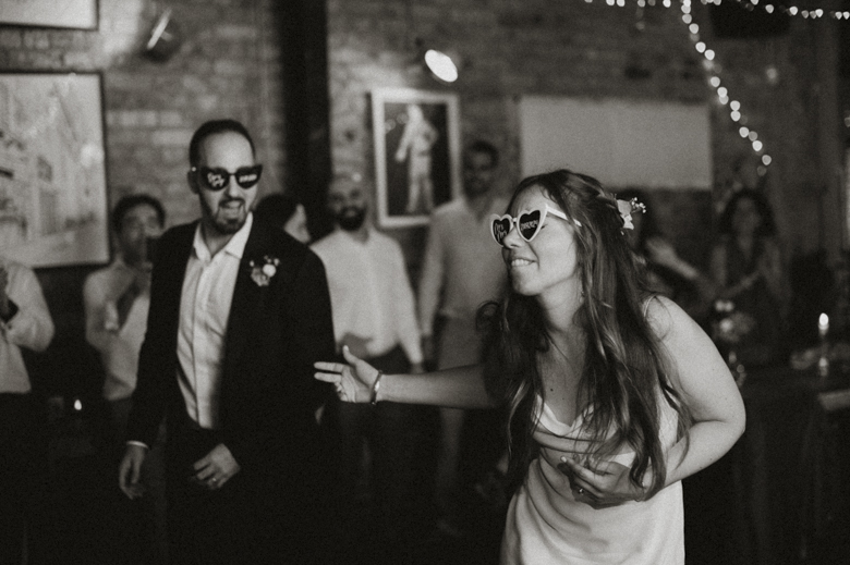 The Elgin Wedding Photographer London Maida Vale - fun first dance with sunglasses
